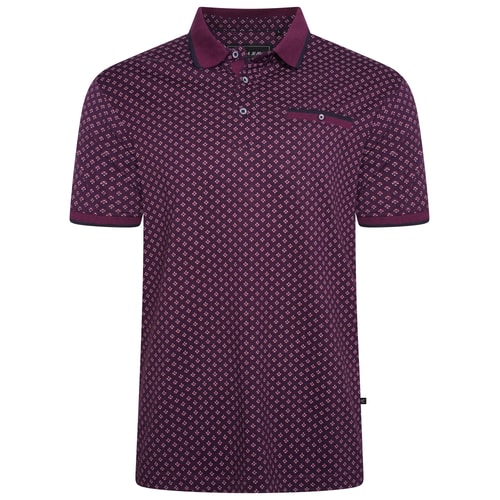 KAM Poloshirt mit Geo-Print, Pflaume
